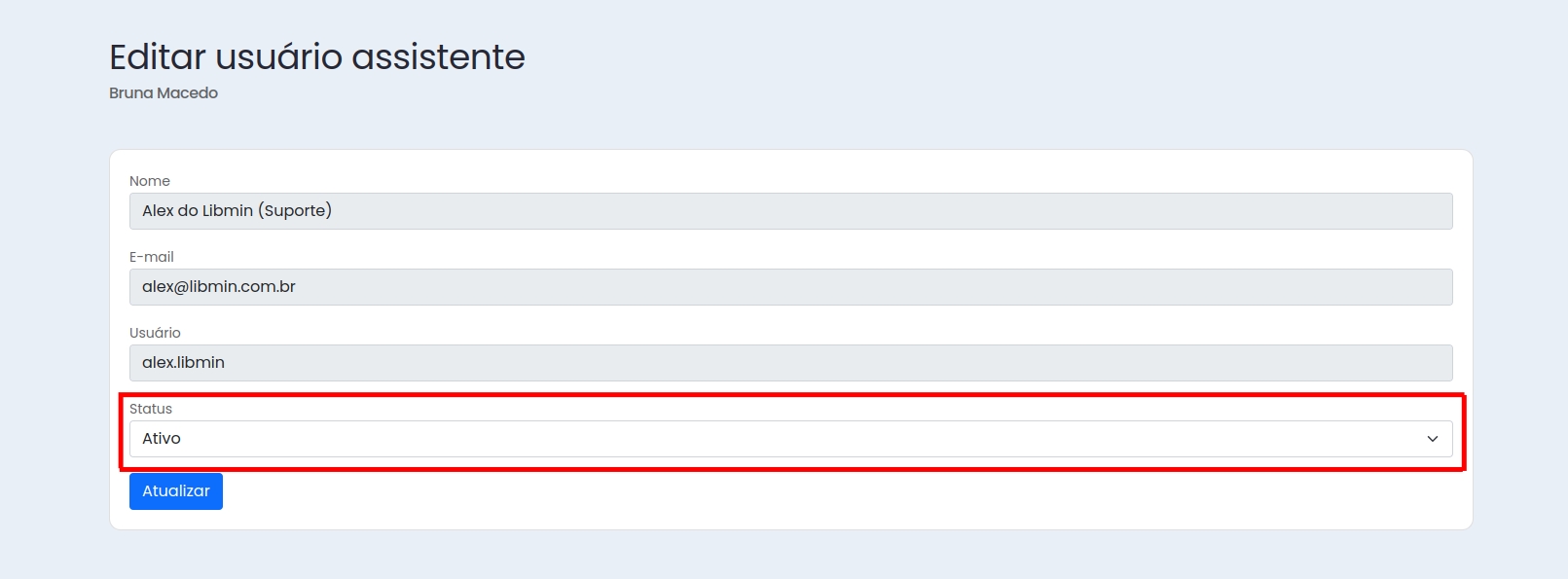 Página de bloqueio