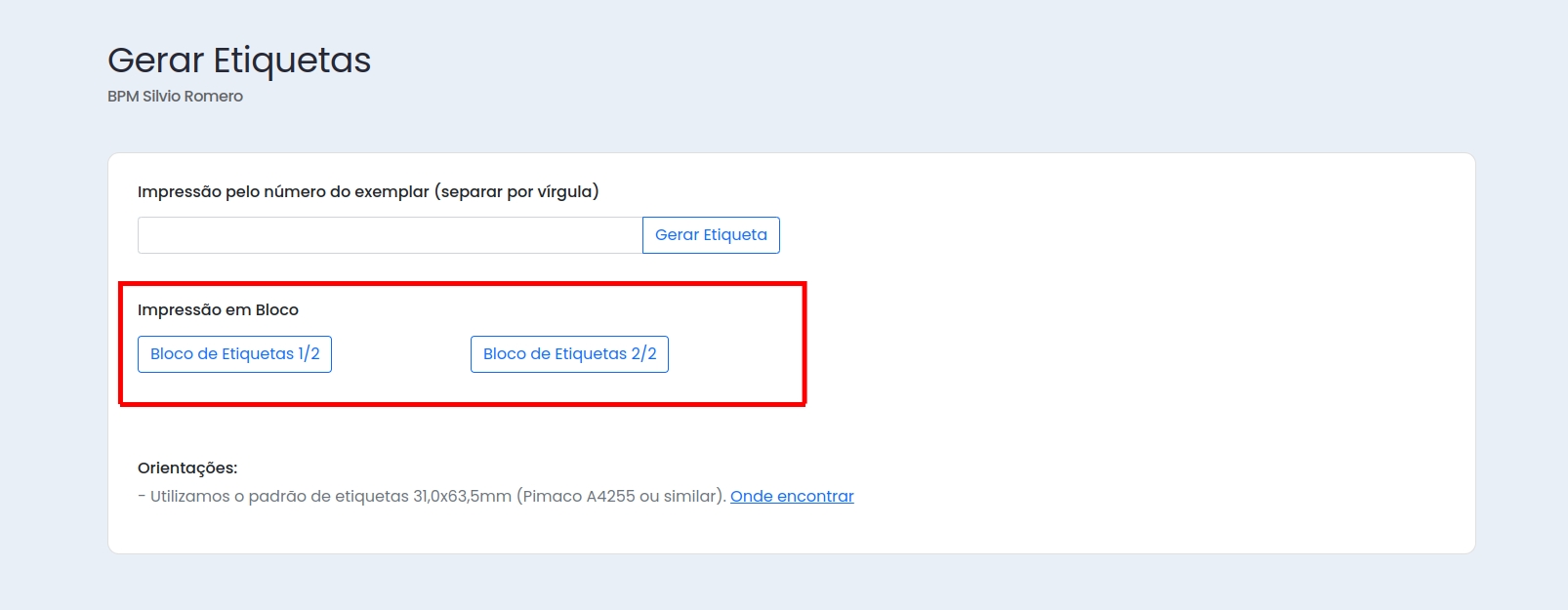 Exemplo Etiquetas PDF