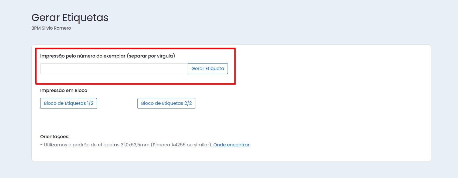 Exemplo Etiquetas PDF